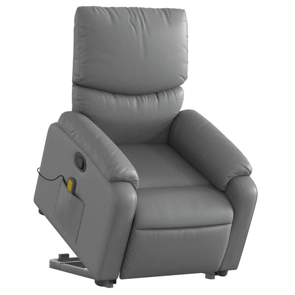 vidaXL Stand up Massage Recliner Chair Grey Faux Leather