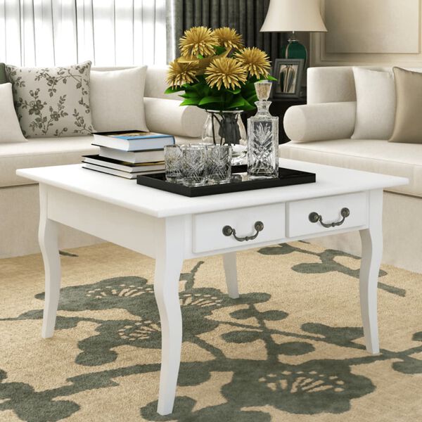 vidaXL vidaXL Coffee Table with 4 Drawers White