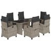 vidaXL 7 Piece Garden Dining Set with Cushions Grey Poly Rattan