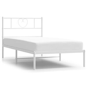 vidaXL Metal Bed Frame without Mattress with Headboard White 107x203cm