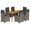 vidaXL 7 Piece Garden Dining Set with Cushions Grey Poly Rattan