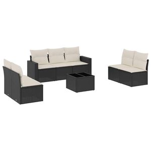 vidaXL 8 Piece Garden Sofa Set with Cushions Black Poly Rattan