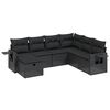 vidaXL 7 Piece Garden Sofa Set with Cushions Black Poly Rattan
