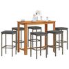 vidaXL 7 Piece Garden Bar Set Grey Solid Wood Acacia and Poly Rattan