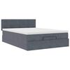 vidaXL Ottoman Bed with Mattress & LEDs Dark Grey Double Velvet