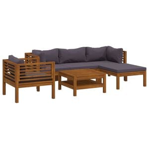 vidaXL 6 Piece Garden Lounge Set with Cushion Solid Acacia Wood