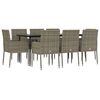 vidaXL 9 Piece Garden Dining Set with Cushions Black and Grey Poly Rattan