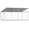 vidaXL Dog Cage with Roof and Door Grey 4x2x2 m Galvanised Steel