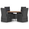vidaXL 5 Piece Outdoor Dining Set with Cushions Poly Rattan Black