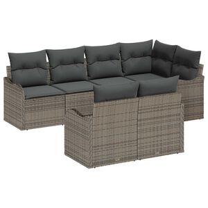 vidaXL Garden Sofa Set Grey Poly Rattan