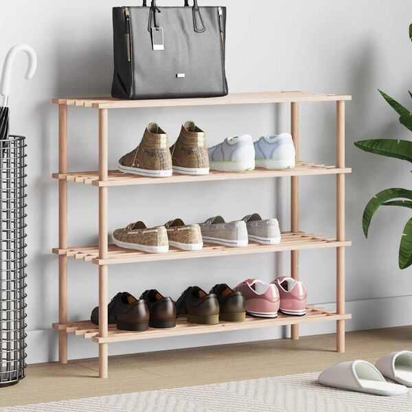 vidaXL 4-Tier Shoe Rack Solid Fir Wood