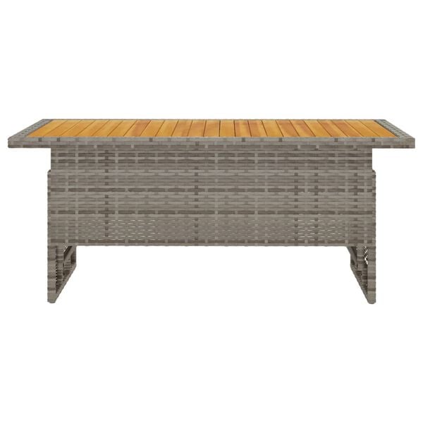 vidaXL Garden Table Grey 100x50x43/63 cm Solid Wood Acacia&Poly Rattan