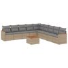 vidaXL 10 Piece Garden Sofa Set with Cushions Beige Poly Rattan