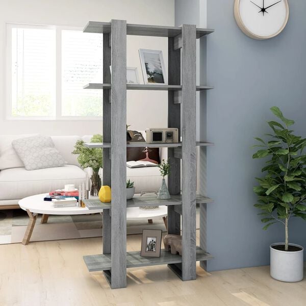 vidaXL Book Cabinet/Room Divider Grey Sonoma 80x30x160 cm Engineered Wood