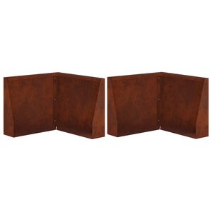 vidaXL Retaining Wall 2 pcs 50 x 50 x 30 cm Weathering Steel Rusty
