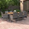 vidaXL 9 Piece Garden Dining Set Poly Rattan Grey