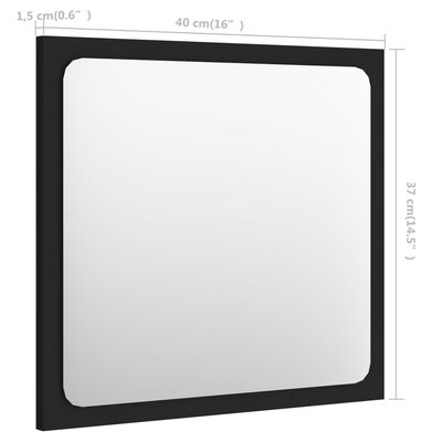 vidaXL Bathroom Mirror Black 40x1.5x37 cm Engineered Wood