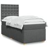 vidaXL Box Spring Bed with Mattress Dark Grey King Single Fabric