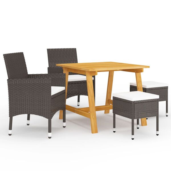 vidaXL 5 Piece Garden Dining Set Brown