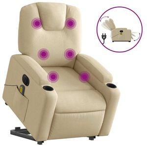 vidaXL Electric Stand up Massage Recliner Chair Cream Fabric