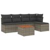 vidaXL 6 Piece Garden Sofa Set with Cushions Grey Poly Rattan