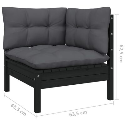 vidaXL 14 Piece Garden Lounge Set with Cushions Black Pinewood