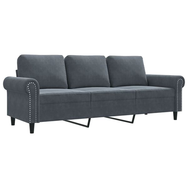 vidaXL 3-Seater Sofa Dark Grey 180 cm Velvet