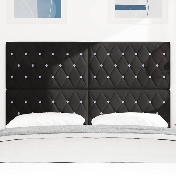 vidaXL LED Headboard with LED Strip Lights Black 144 cm Polyester