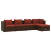 vidaXL 5 Piece Garden Lounge Set with Cushions Poly Rattan Brown