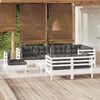 vidaXL 9 Piece Garden Lounge Set with Cushions White Solid Pinewood