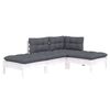 vidaXL 4 Piece Garden Lounge Set with Cushions Solid Pinewood
