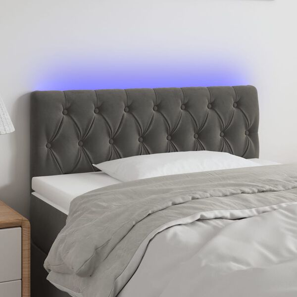 vidaXL LED Headboard Dark Grey 100 cm Velvet