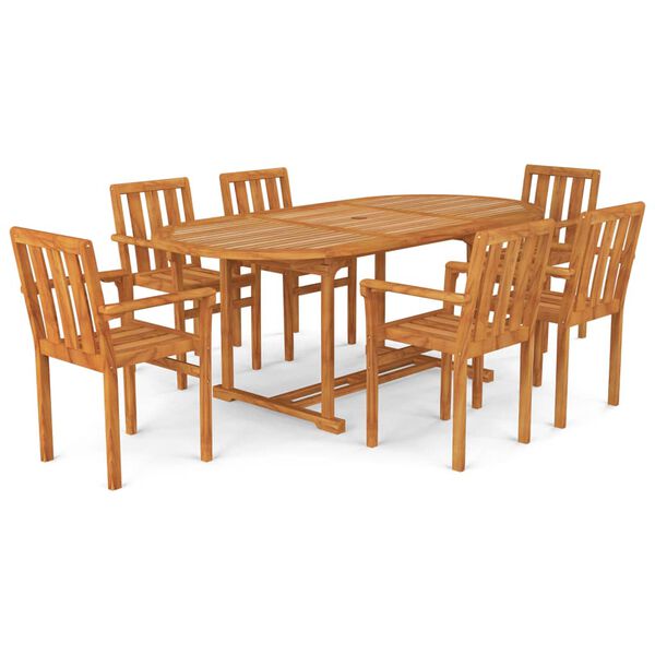 vidaXL 7 Piece Garden Dining Set Solid Teak Wood