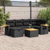 vidaXL 7 Piece Garden Sofa Set with Cushions Black Poly Rattan