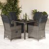 vidaXL 5 Piece Garden Bistro Set with Cushions Grey Poly Rattan