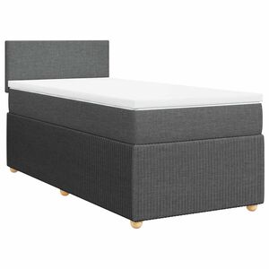 vidaXL Box Spring Bed with Mattress Dark Grey King Single Fabric