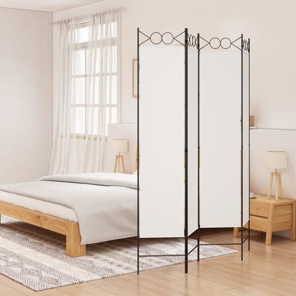 vidaXL 4-Panel Room Divider White 160x200 cm Fabric