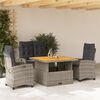 vidaXL 5 Piece Garden Dining Set with Cushions Grey Poly Rattan