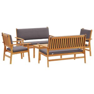 vidaXL Garden Sofa Set 5 pcs 4-Seater Brown Solid Acacia Wood
