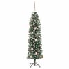 vidaXL Artificial Slim Christmas Tree Green and White 150 cm