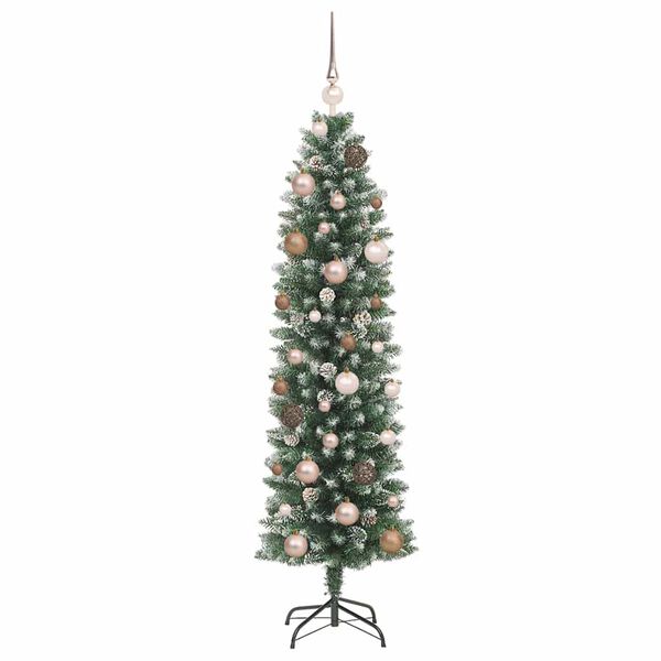 vidaXL Artificial Slim Christmas Tree Green and White 150 cm