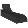 vidaXL Folding Sun Lounger with Cushion and Storage Black Poly Rattan
