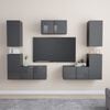 vidaXL 7 Piece TV Cabinet Set High Gloss Grey Engineered Wood