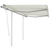 vidaXL Manual Retractable Awning with Posts 3x2,5 m Cream (313189+46833+315093)