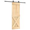vidaXL Sliding Door Natural and Black 70 x 210 cm Solid Pine Wood
