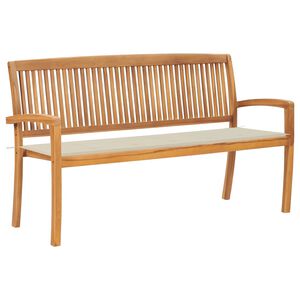 vidaXL Stacking Garden Bench with Cushion 159 cm Solid Teak Wood