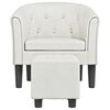 vidaXL Tub Chair with Footstool White Faux Leather