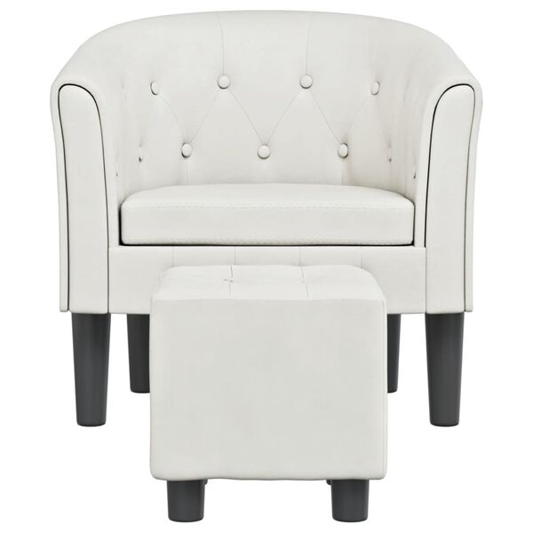 vidaXL Tub Chair with Footstool White Faux Leather