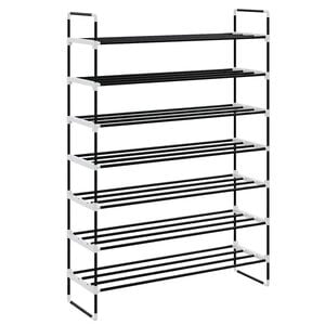 vidaXL Shoe Rack with 7 Shelves Metal and Plastic Black