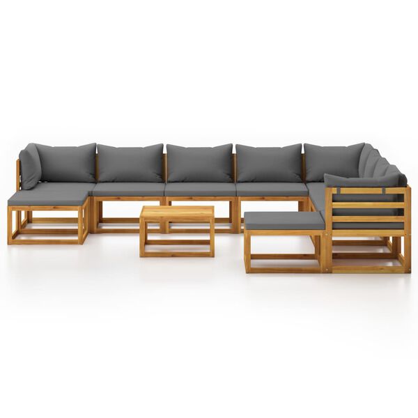 vidaXL 11 Piece Garden Lounge Set with Cushion Solid Acacia Wood